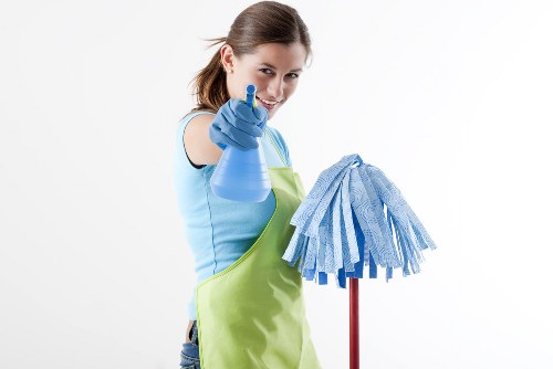 Professional office cleaners in E15 maintaining a modern workspace