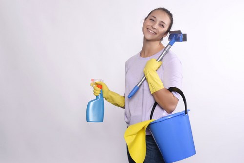 Supervisor reviewing safe carpet cleaning setup