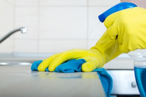 Cleaner organising equipment safely in a property